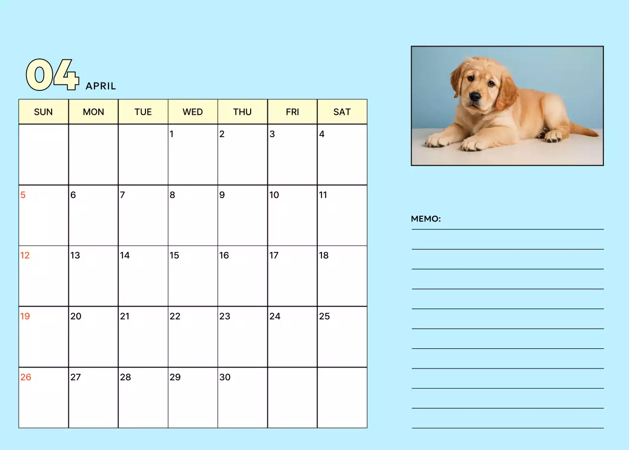 아이보리 아기자기한 강아지 달력