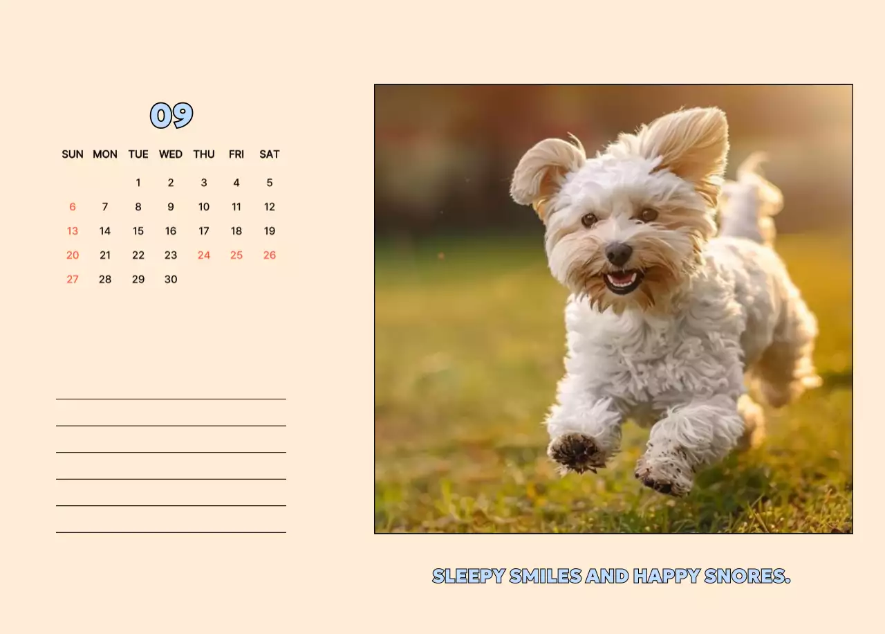 아이보리 아기자기한 강아지 달력