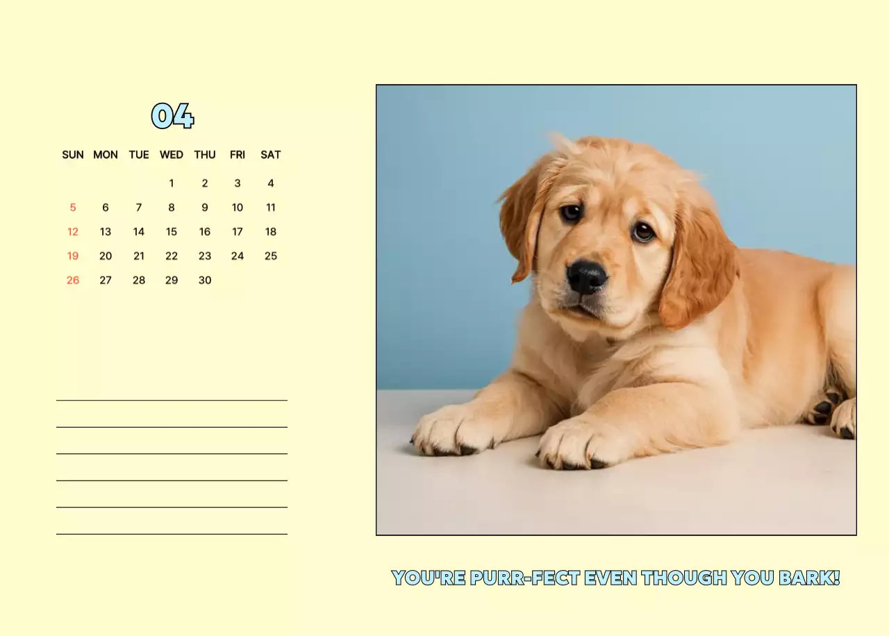 아이보리 아기자기한 강아지 달력