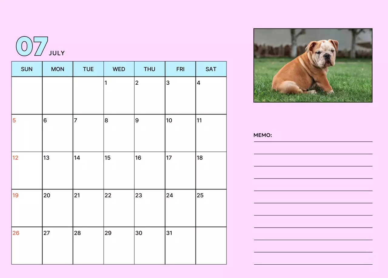 아이보리 아기자기한 강아지 달력