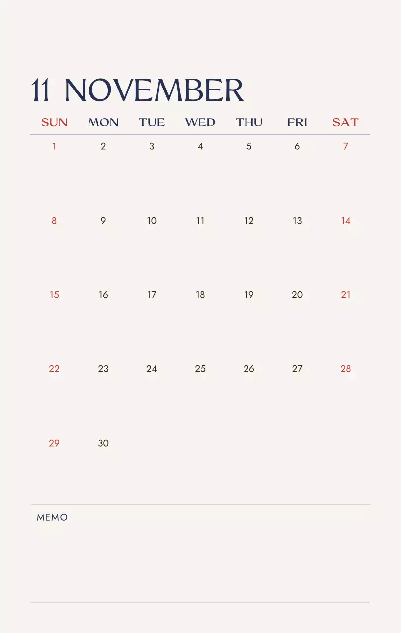 아이보리 미니멀 달력 캘린더