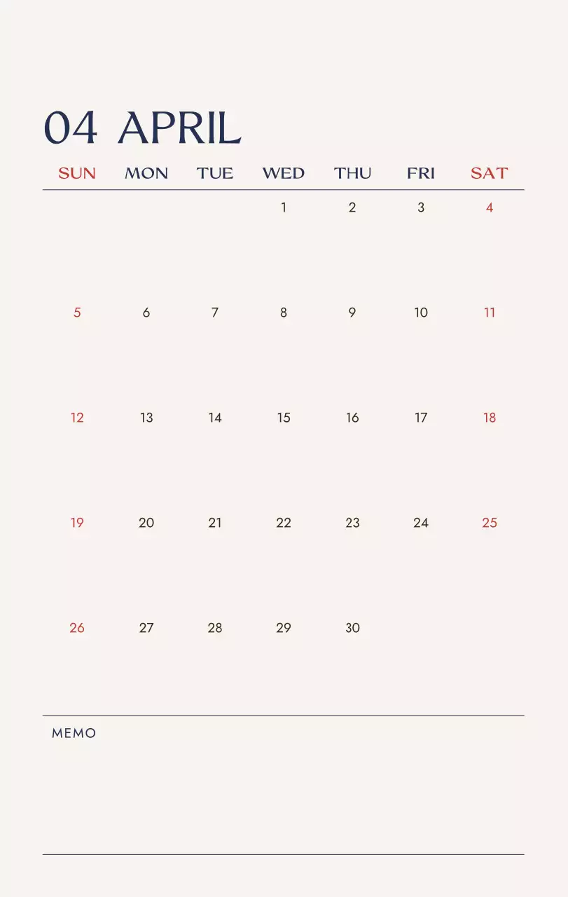 아이보리 미니멀 달력 캘린더