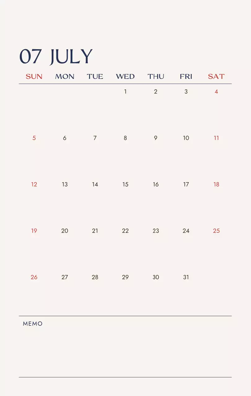 아이보리 미니멀 달력 캘린더