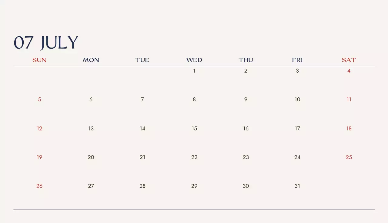 아이보리 심플 캘린더 달력