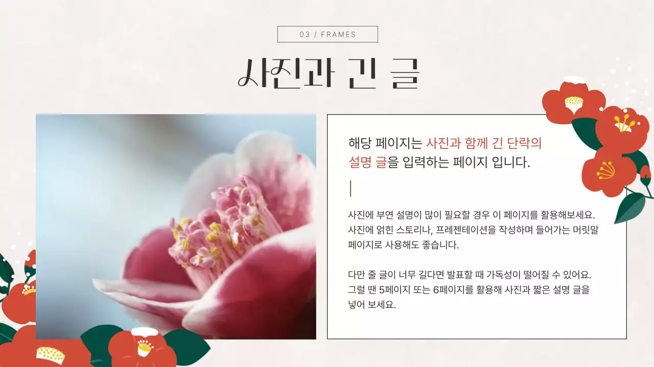 빨강과 초록색의 고급스러운 겨울 꽃 요소를 사용한 기획서