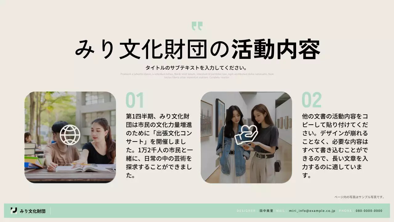 ミント モダン 活動 報告書 プレゼンテーション