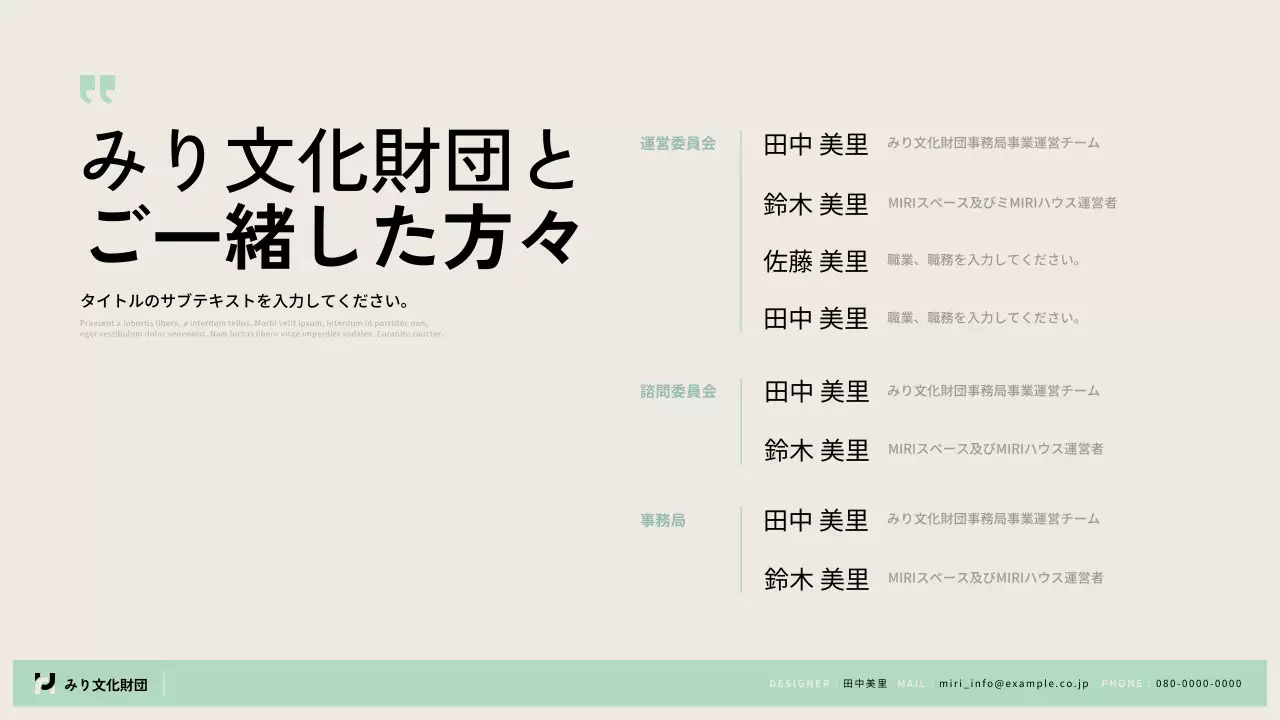 ミント モダン 活動 報告書 プレゼンテーション