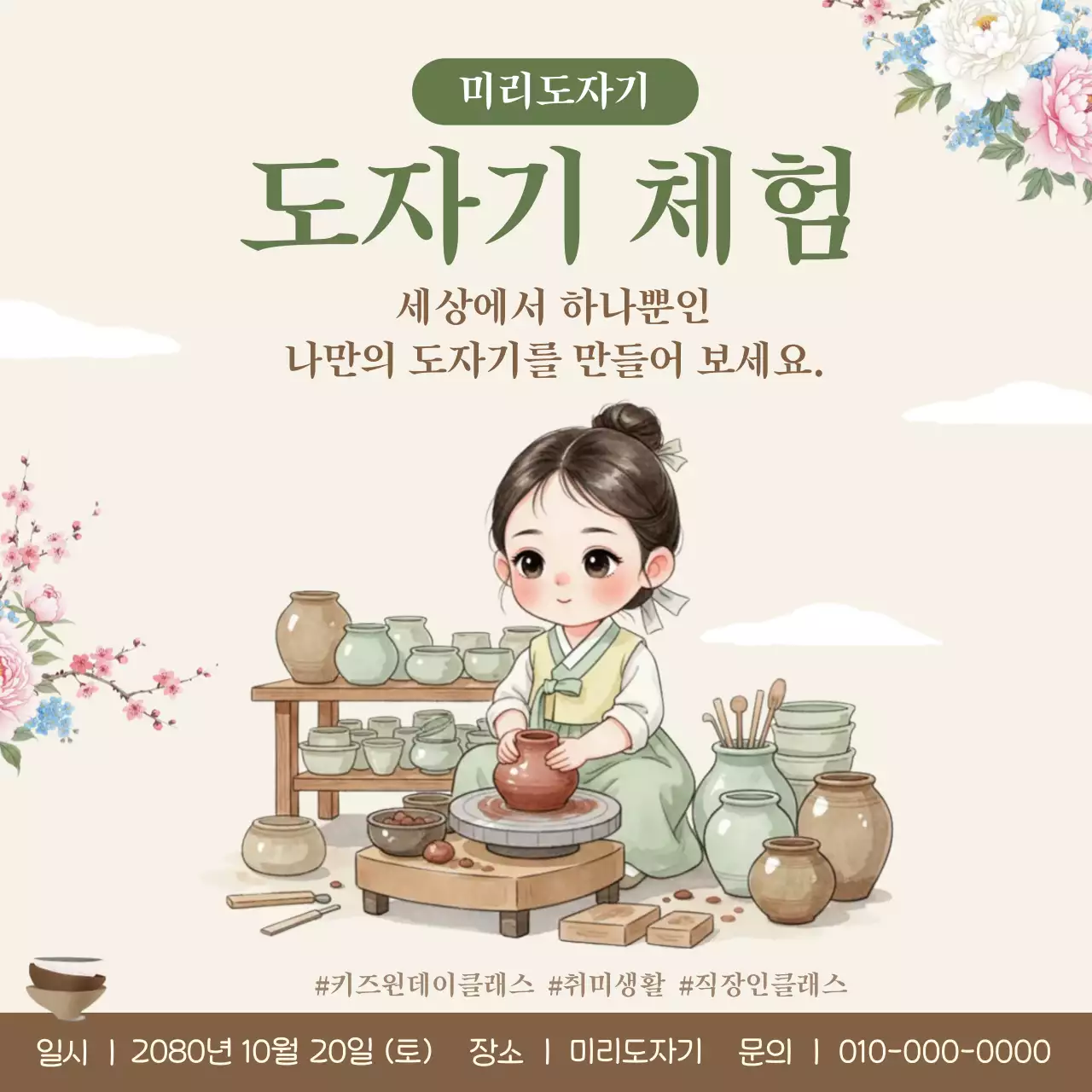 베이지 한국적 도자기 체험 행사