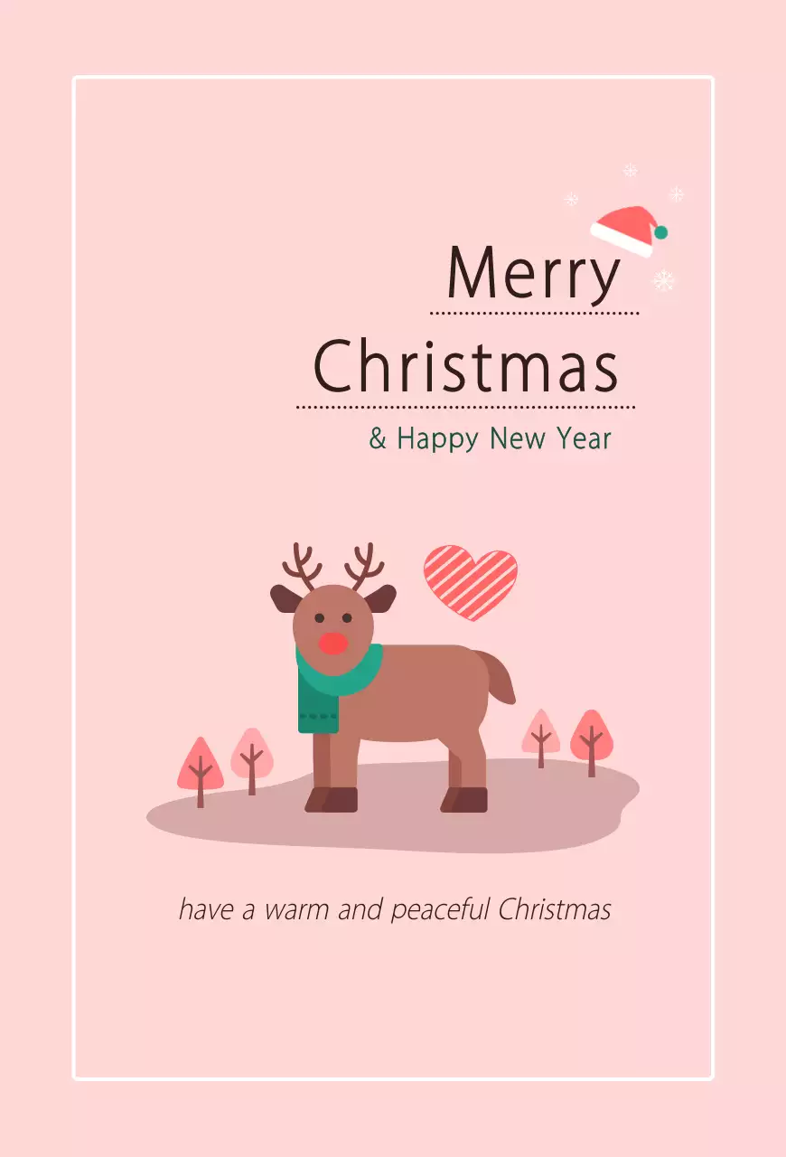 cartão de Natal minimalista rosa