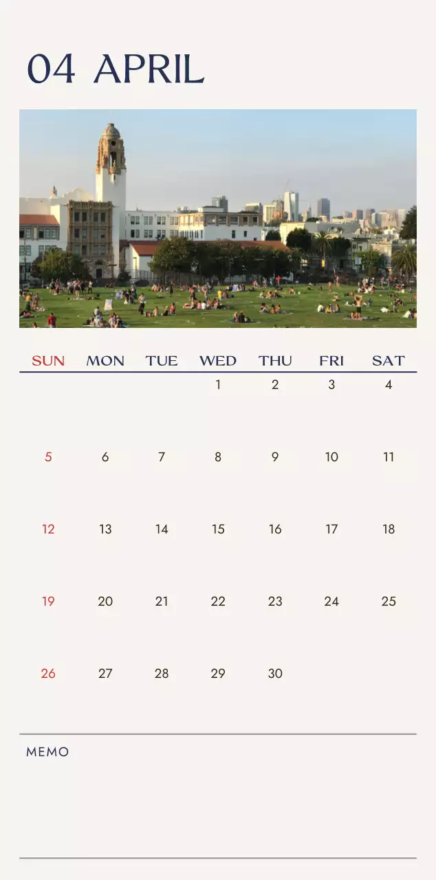 베이지 미니멀 여행 달력