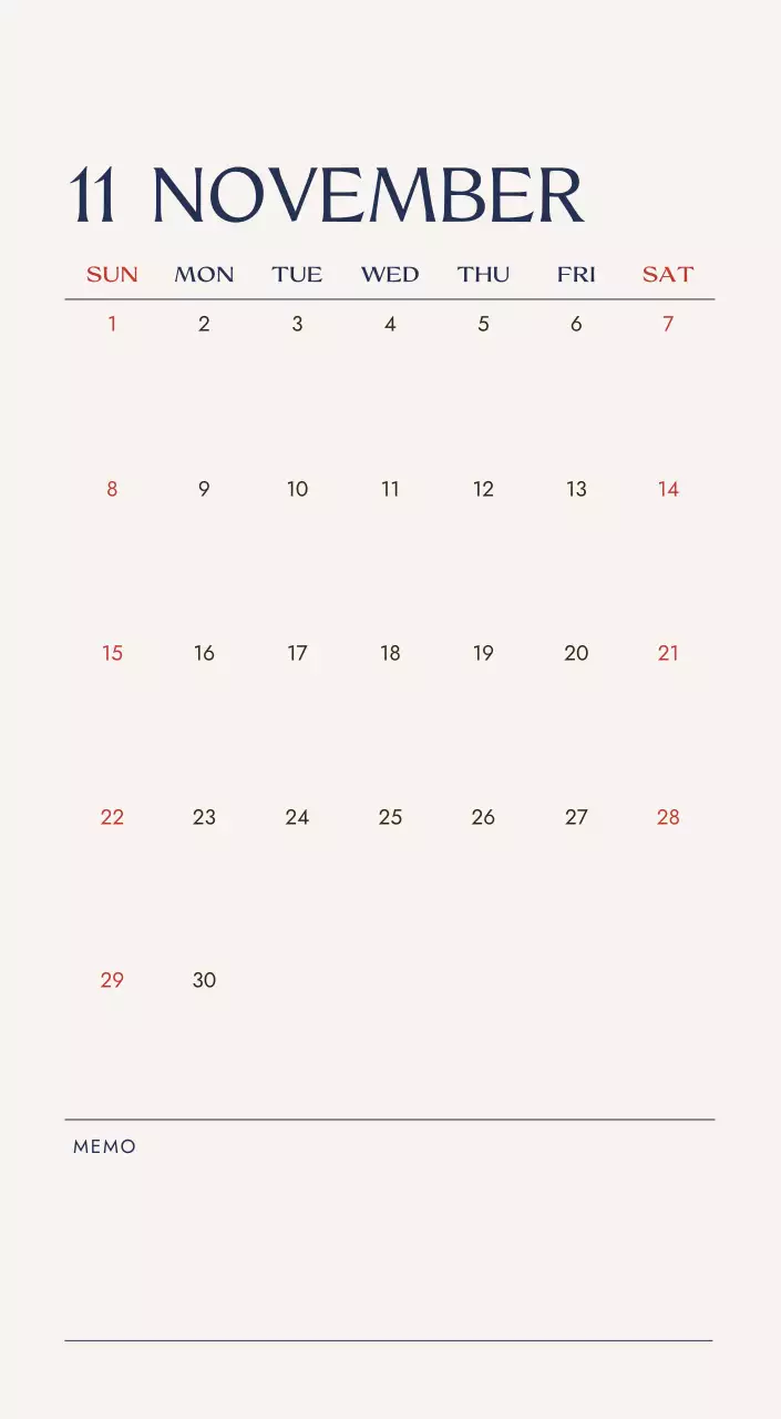 베이지 미니멀 여행 달력