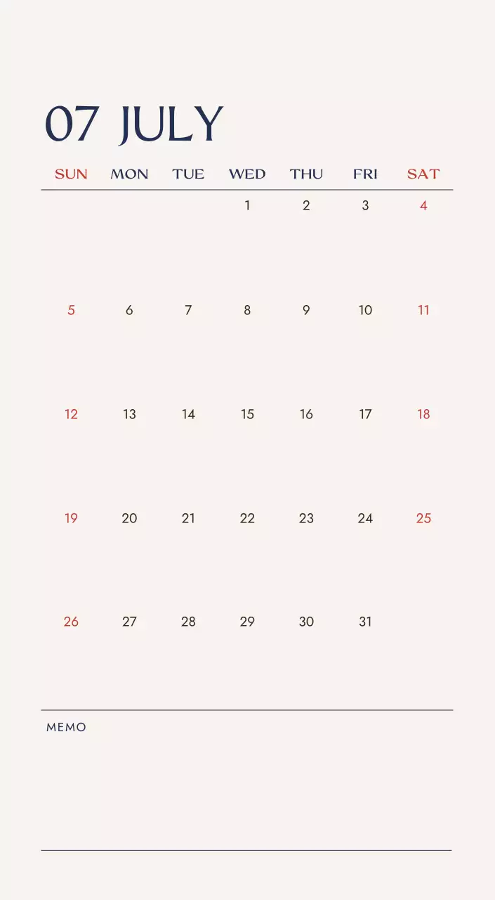 베이지 미니멀 여행 달력