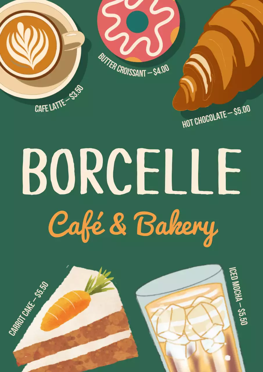 Green Vintage Cafe Advertisement Poster