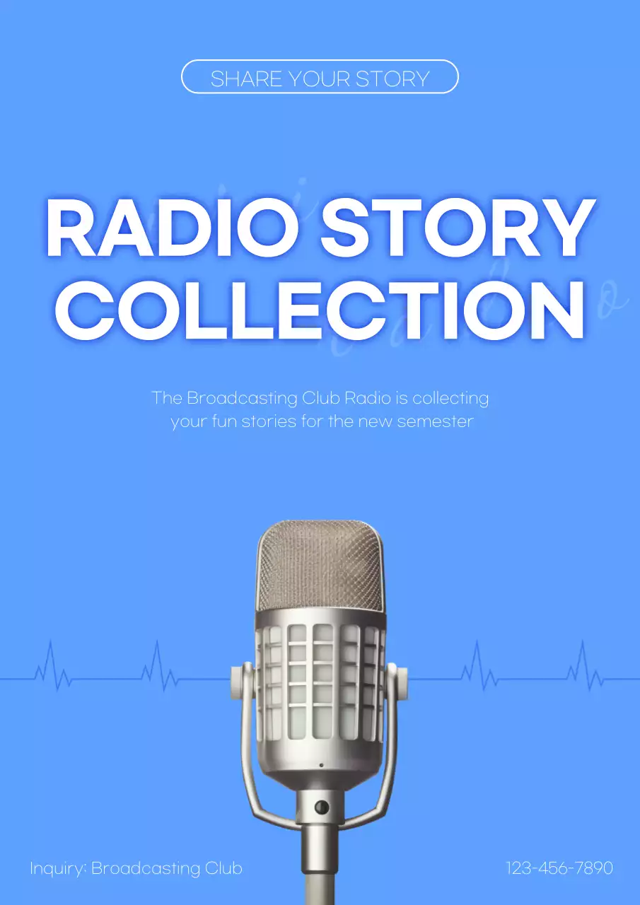 Blue Modern Radio Announcement Poster