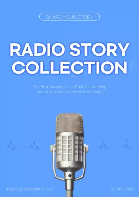 Blue Modern Radio Announcement Poster