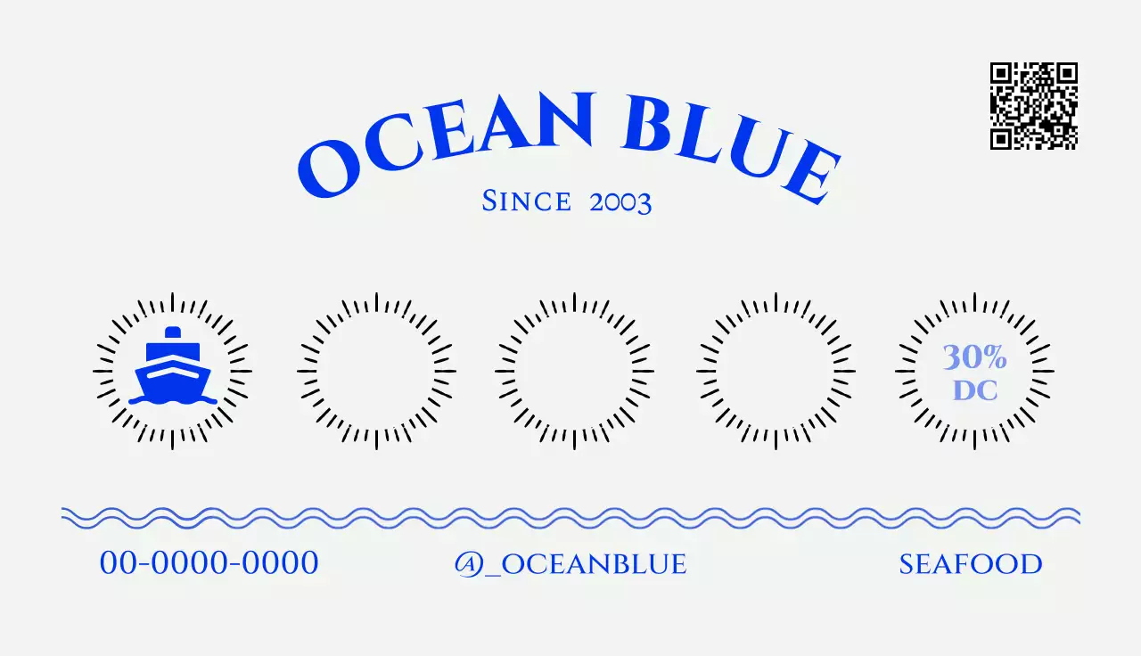 青 シンプル レストラン ロゴ 名刺