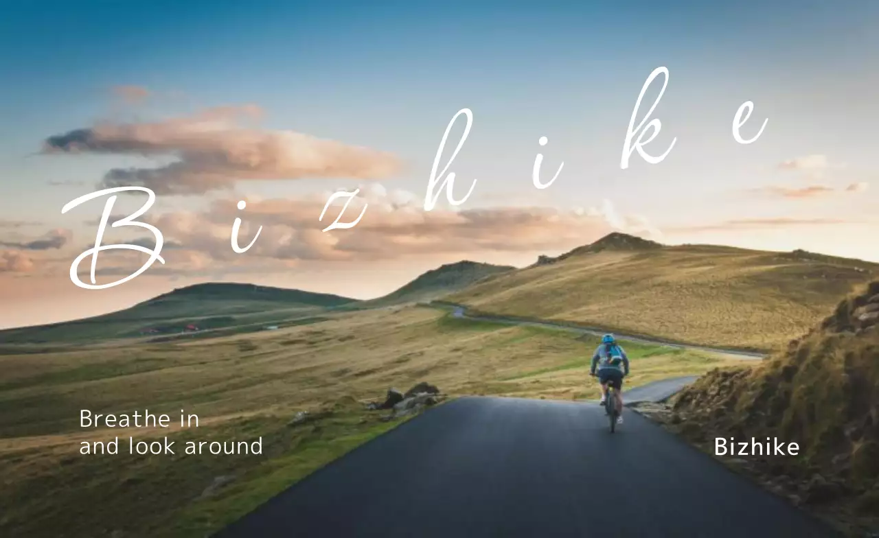 青 シンプル サイクリング 名刺