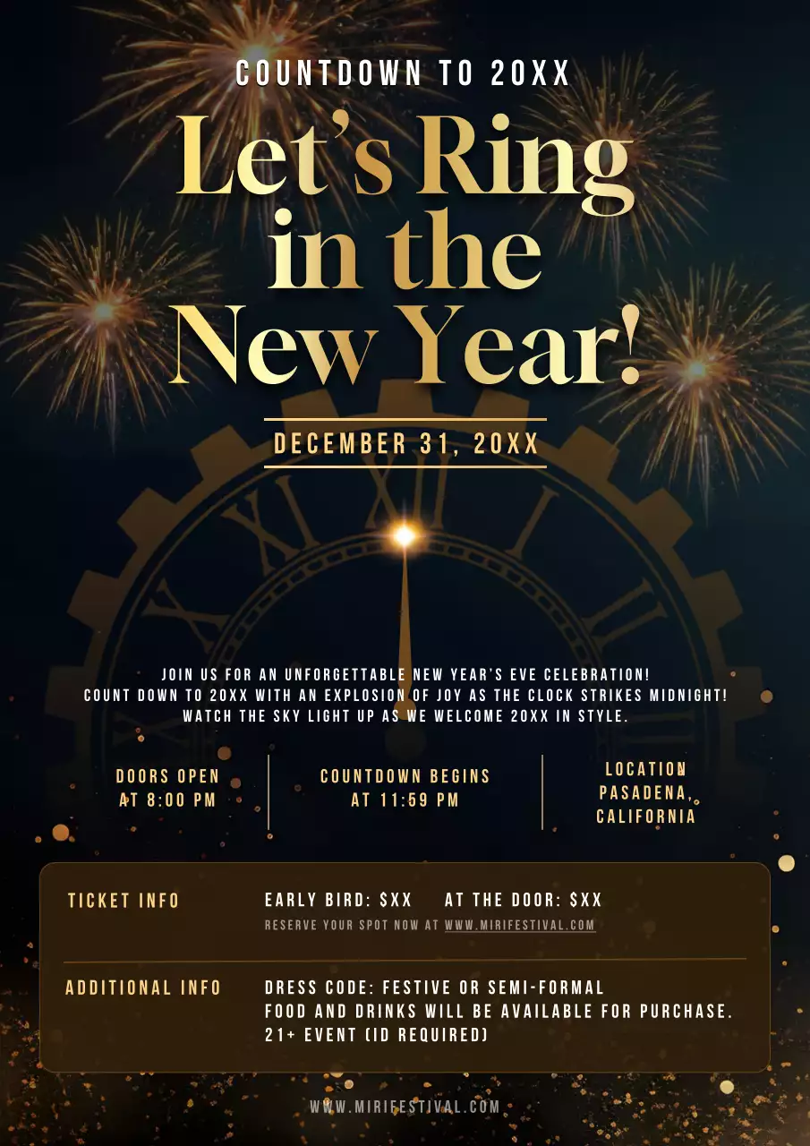 Black Elegant New Year Event Poster