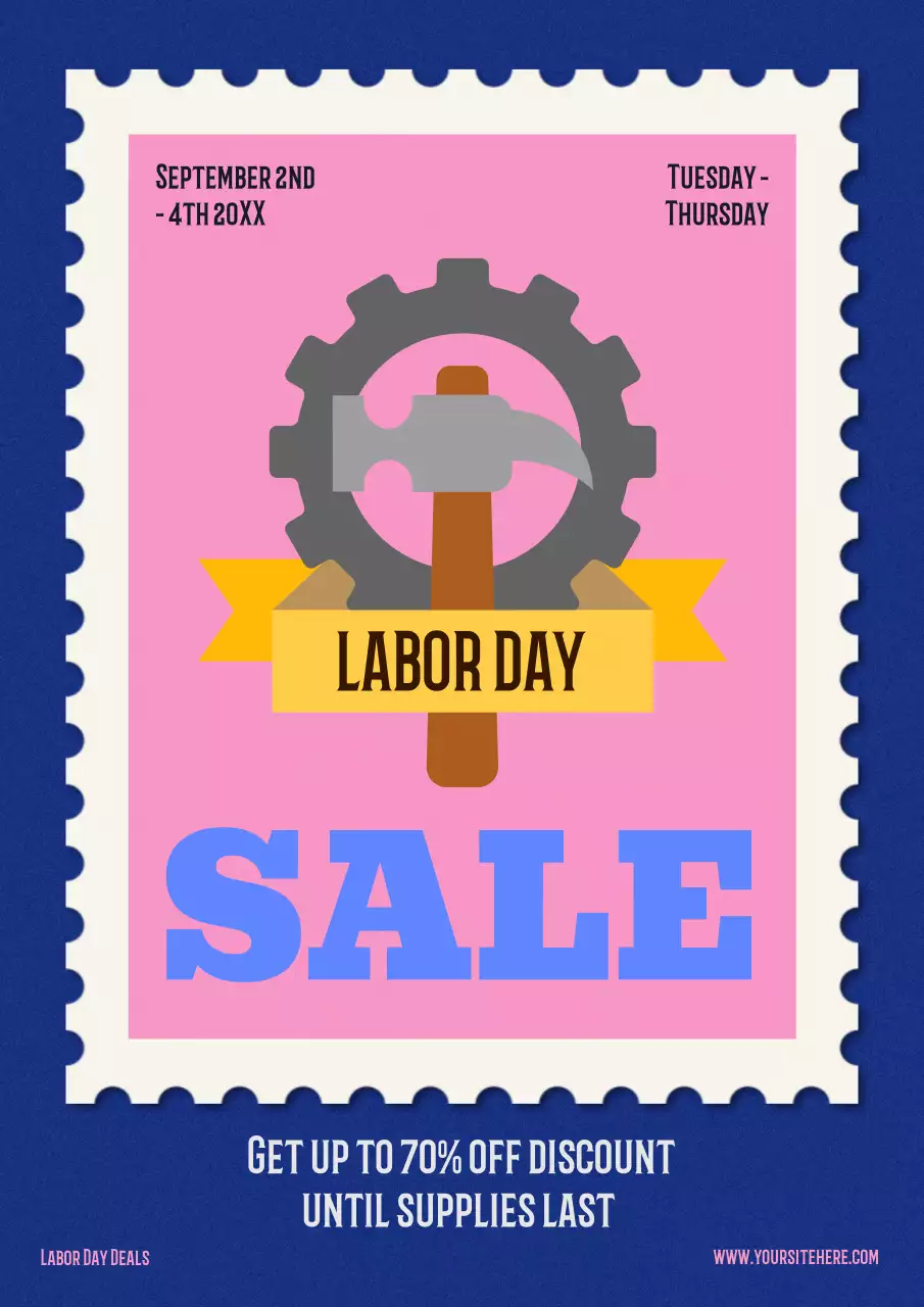 Pink Retro Labor Day Promotion Poster