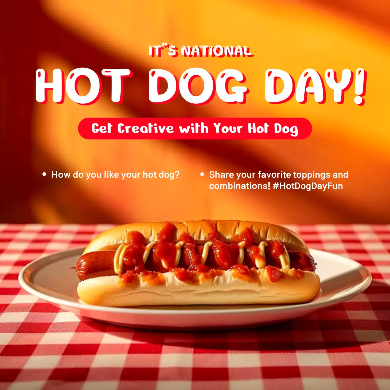 Red Retro Hot Dog Promotion Social Media Post