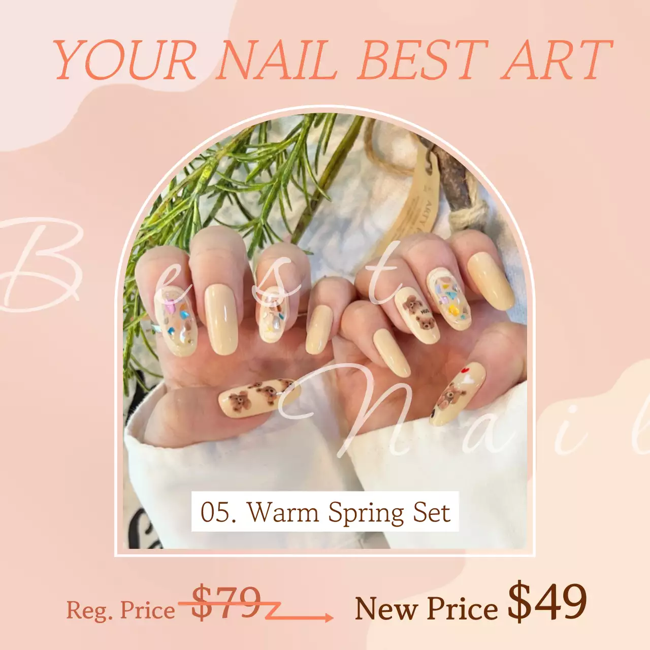 Beige Trendy Nail Promotion Social Media Post