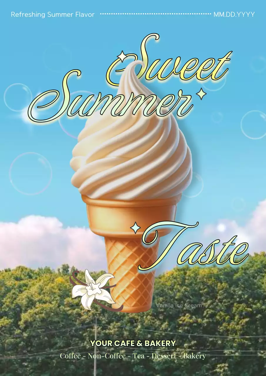 Blue Retro Dessert Promotion Poster