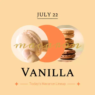 Today's macaron lineup features orange accents on a soft vanilla background.