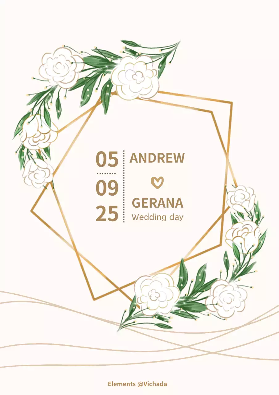 미니멀 플라워 웨딩 카드