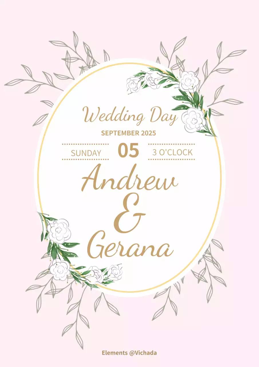 핑크 플로라 웨딩 카드