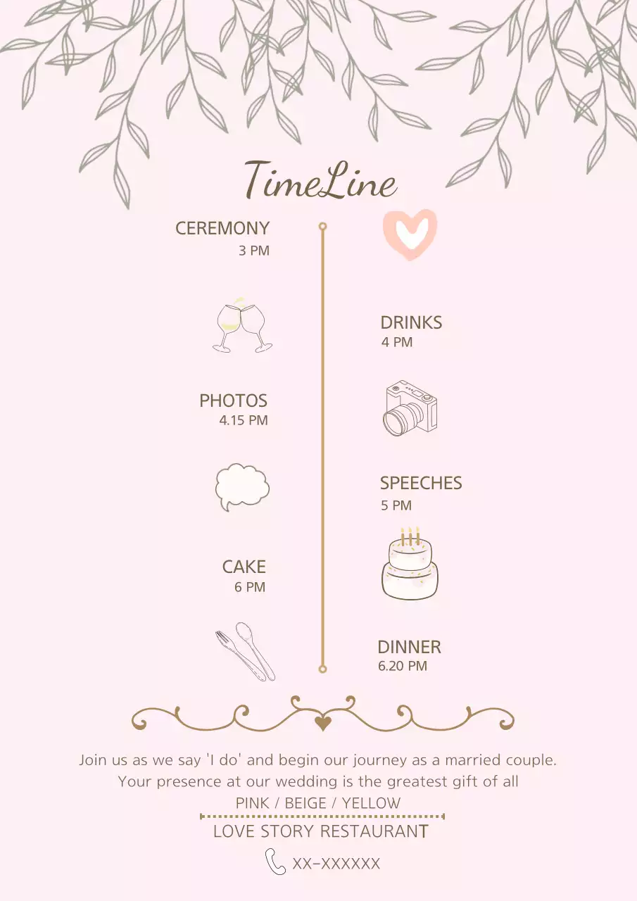 핑크 플로라 웨딩 카드