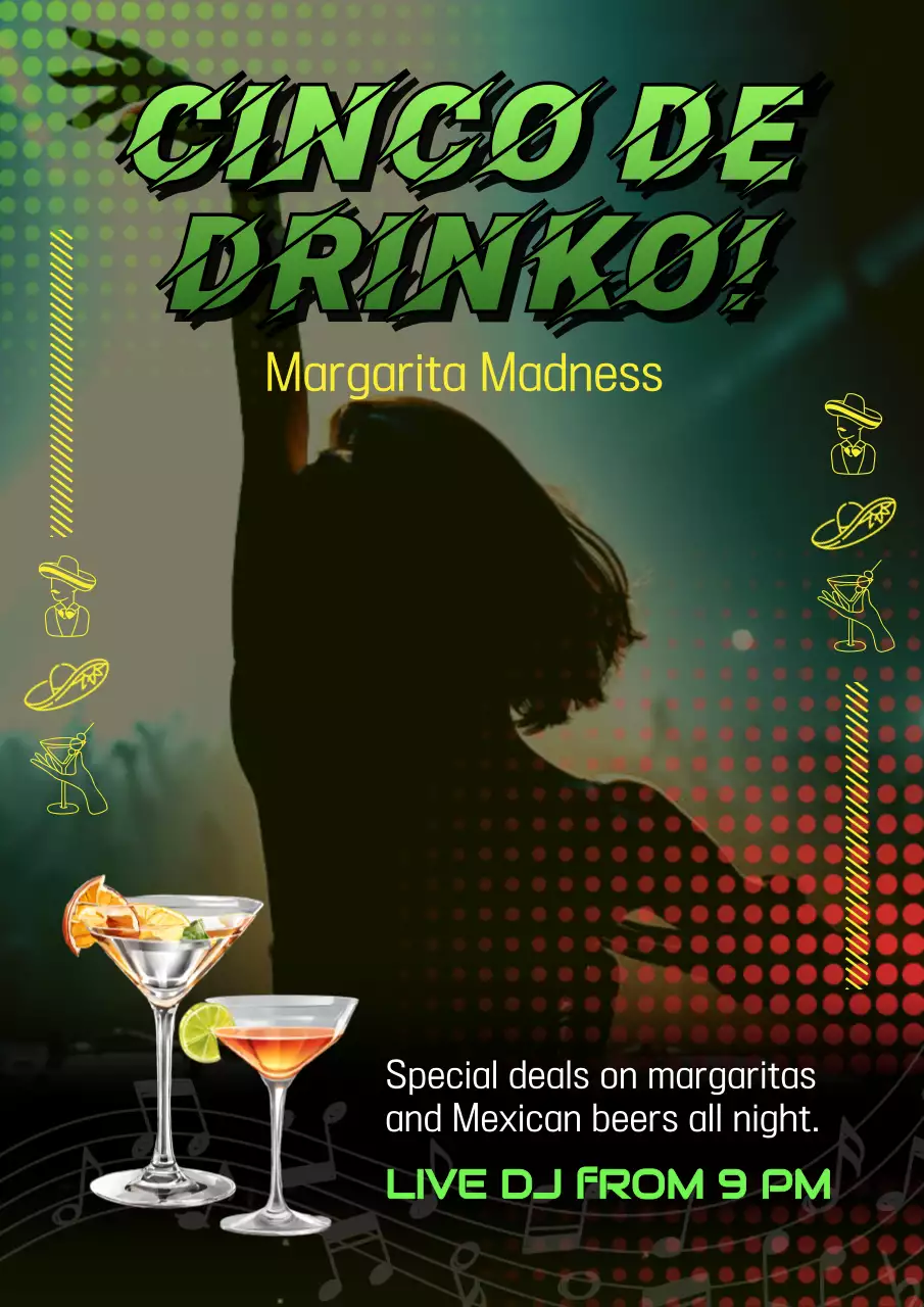 Green and Red Kitsch Cinco de Mayo Event Advertisement