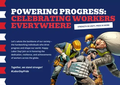 Navy Bold Labor Announcement Poster