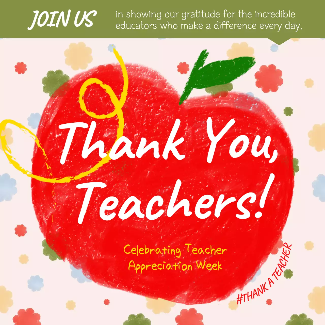 Red and Green Charming Thank You Teachers Publicity