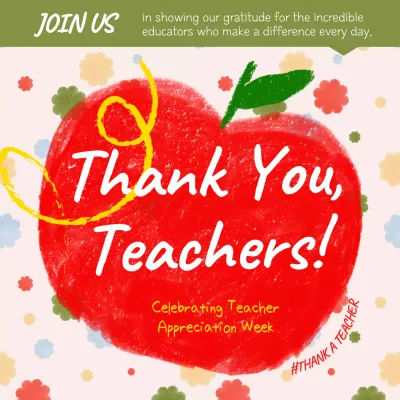 Red and Green Charming Thank You Teachers Publicity