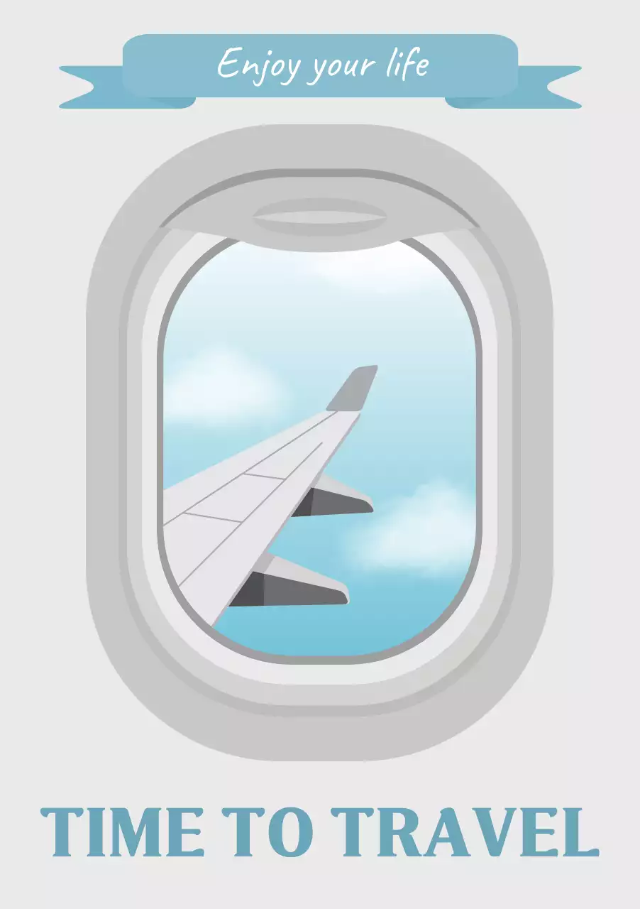 회색과 하늘색의 심플한 여행 홍보