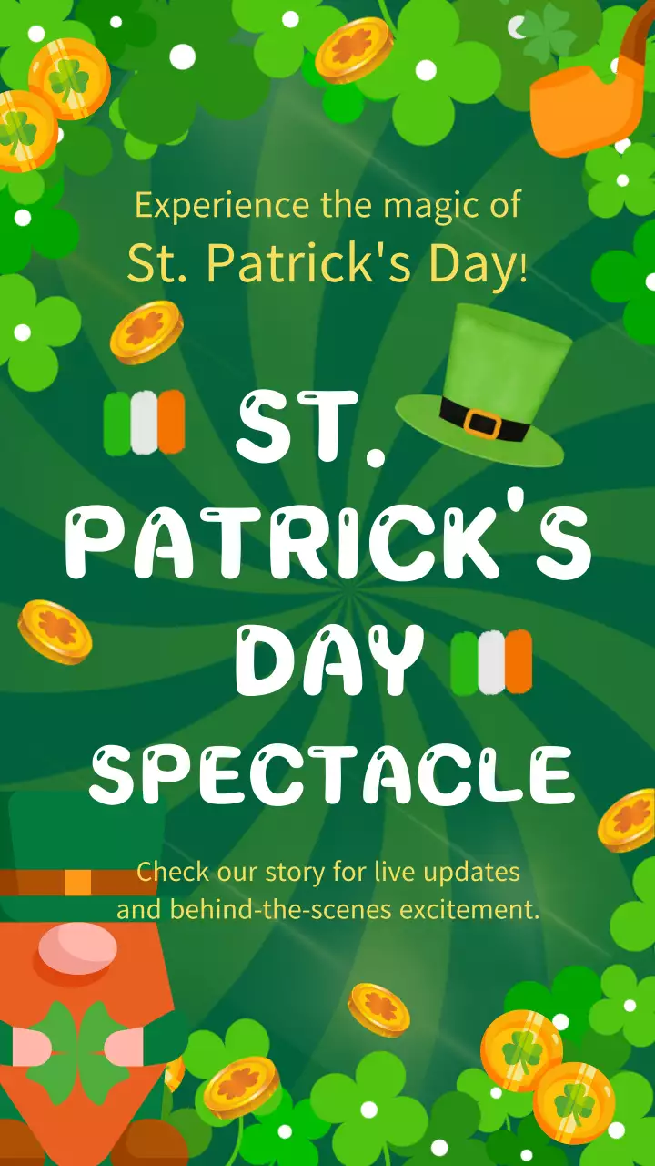 녹색과 주황색의 매력적인 성 패트릭 데이 퍼레이드 광고