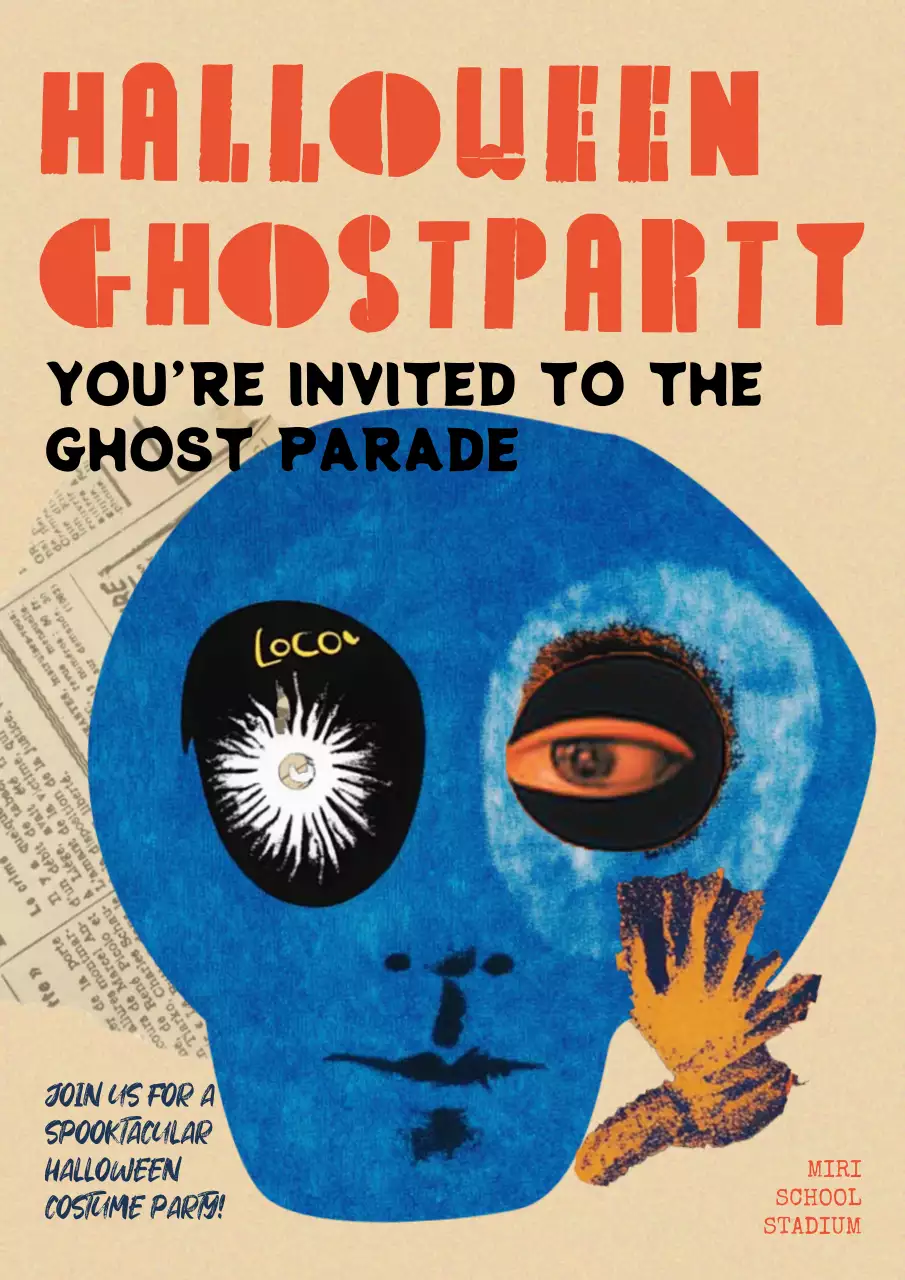 Orange Retro Halloween Invitation Poster