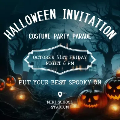 Black Gothic Halloween Invitation Social Media Post