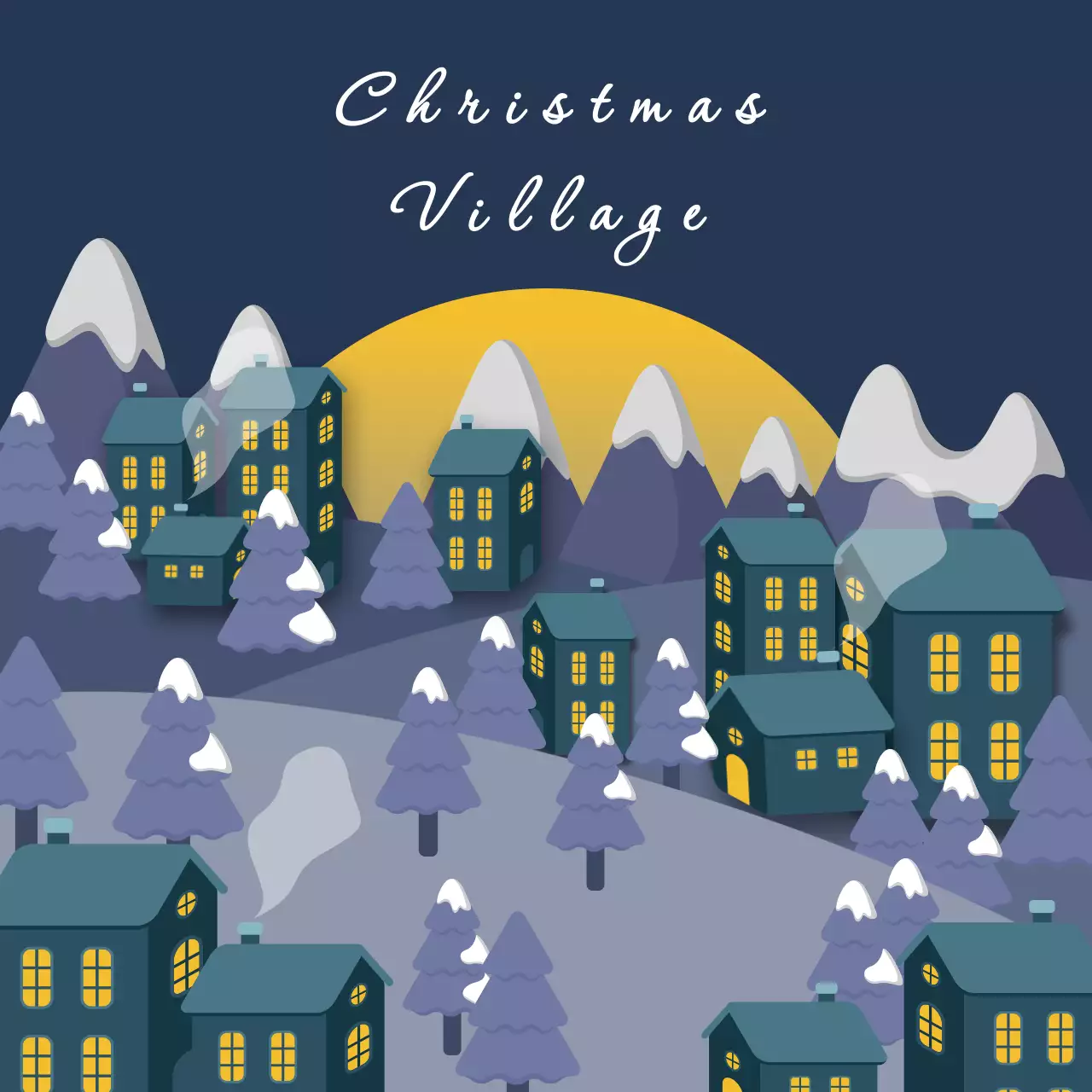 남색과 노란색의 감성적인 크리스마스 카드