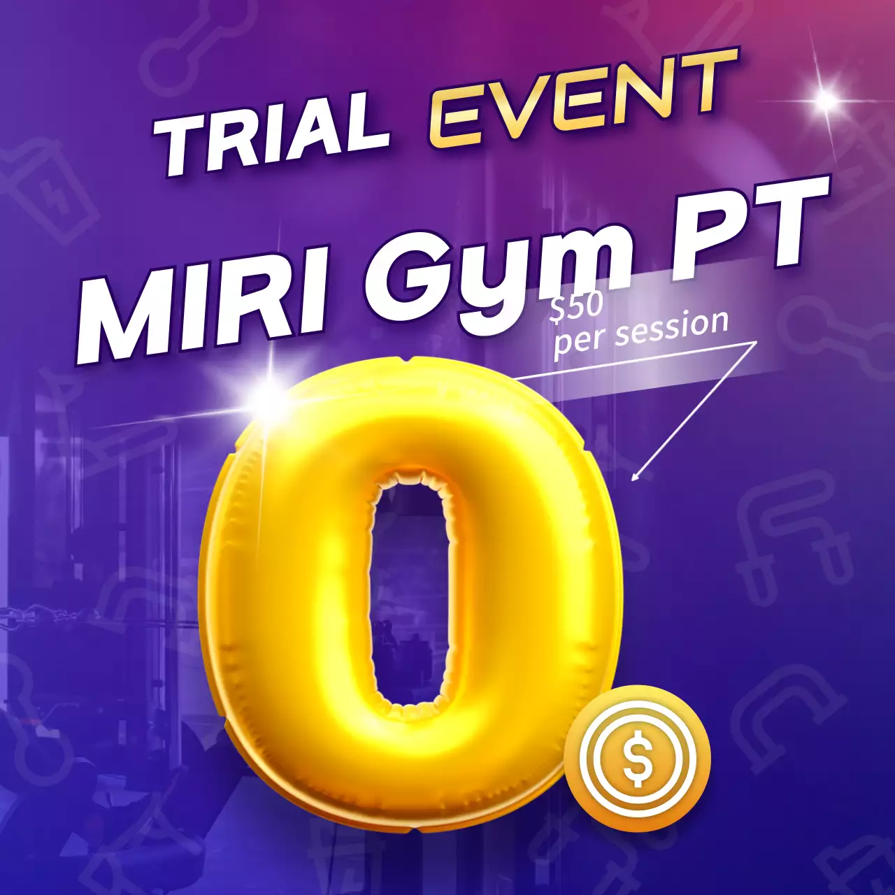 퍼플 트렌디 짐 프로모션 소셜 미디어 포스트