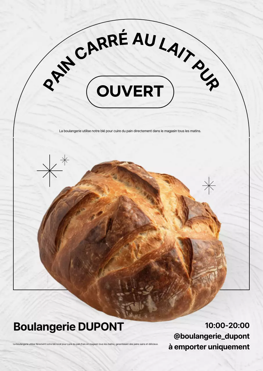 Promotion de la boulangerie White Simple