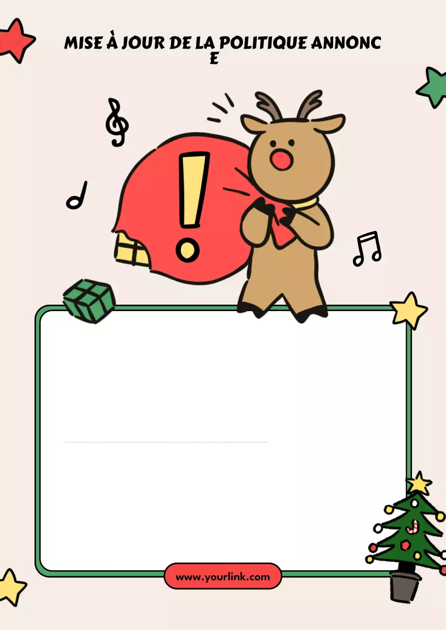 Affiche beige de dessin animé annonçant la politique de Noël