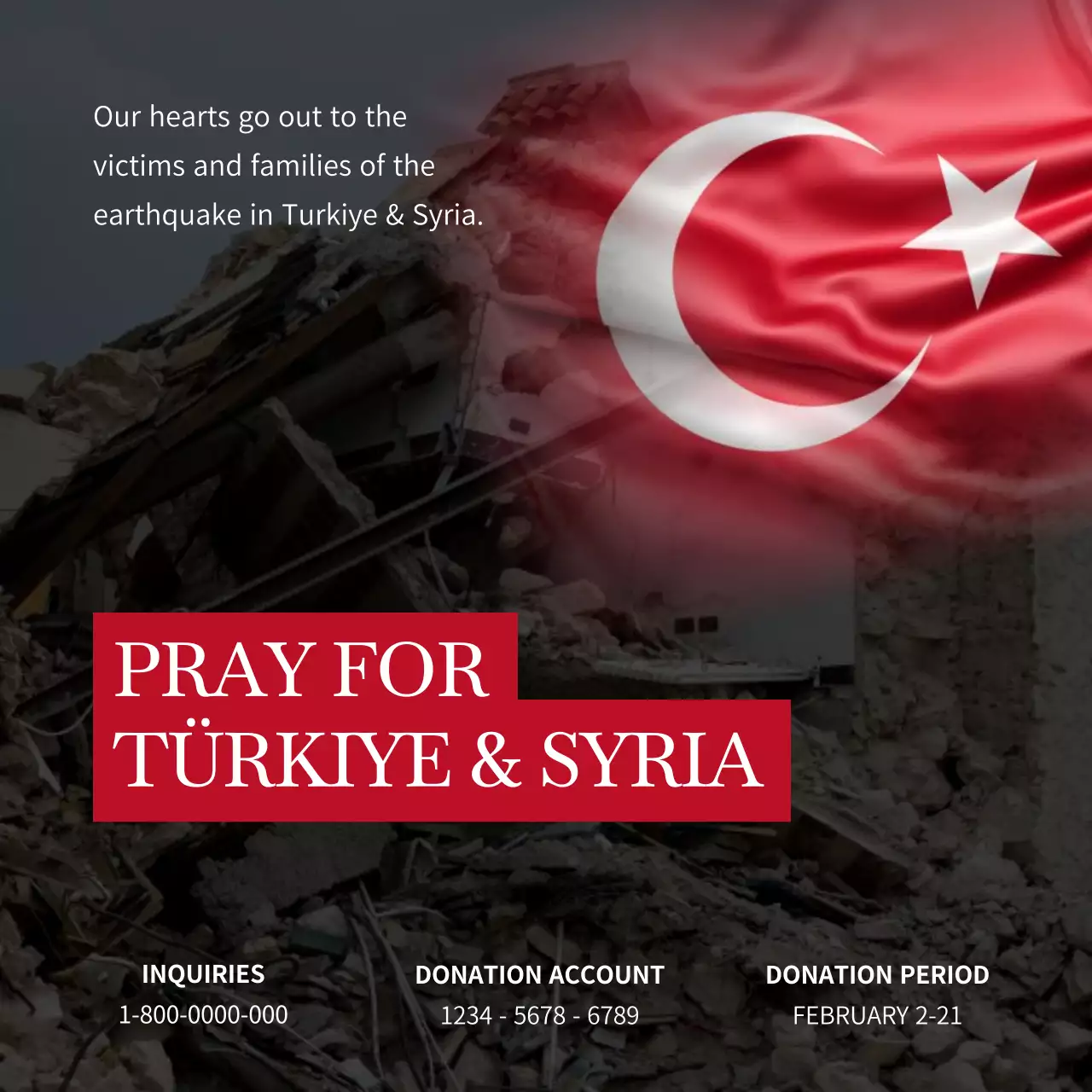 Black and red earthquake disaster donation guide