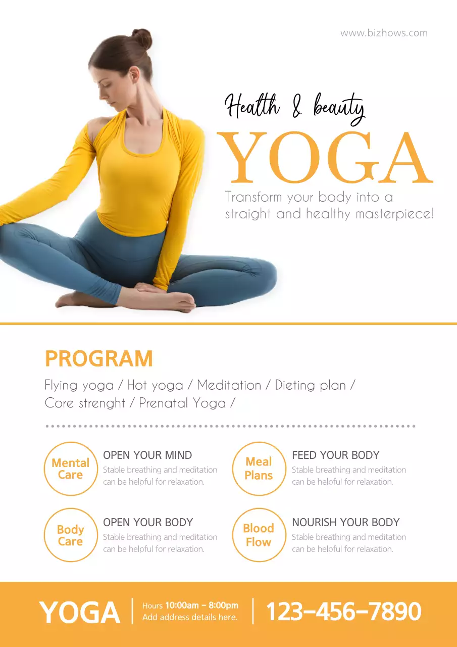 Yellow Modern Yoga Promotion Poster