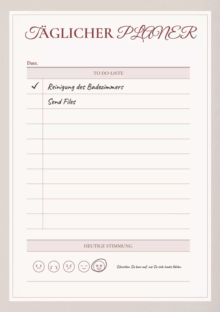 Beige Moderner Tagesplaner