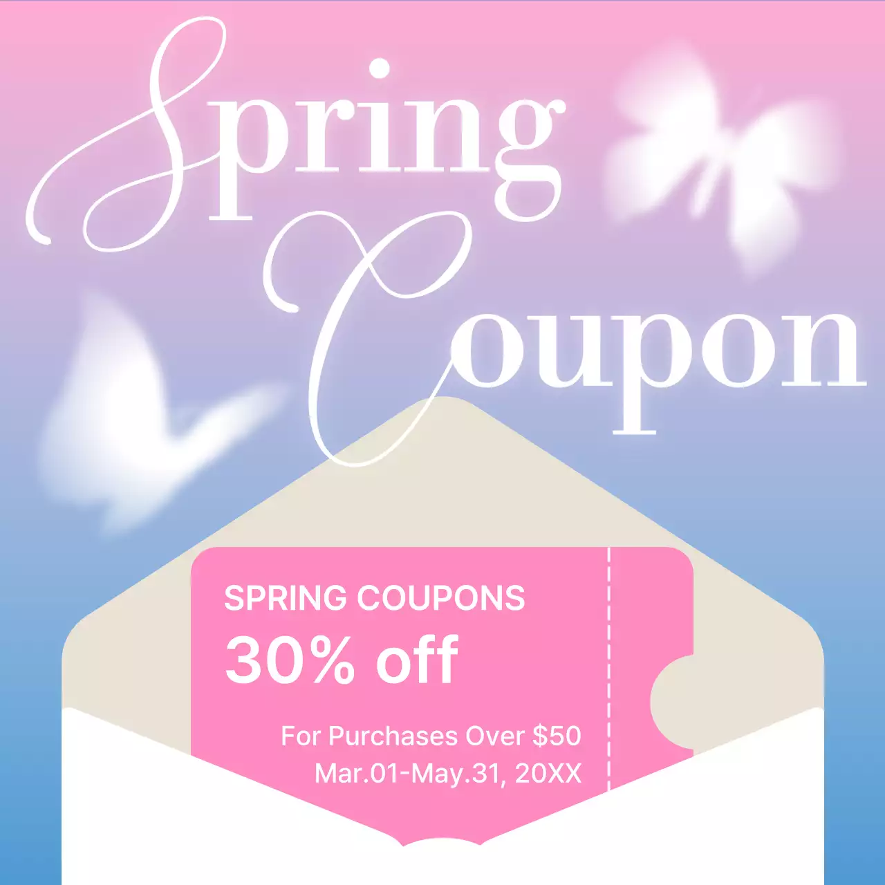 Pink Elegant Coupon Promotion Social Media Post