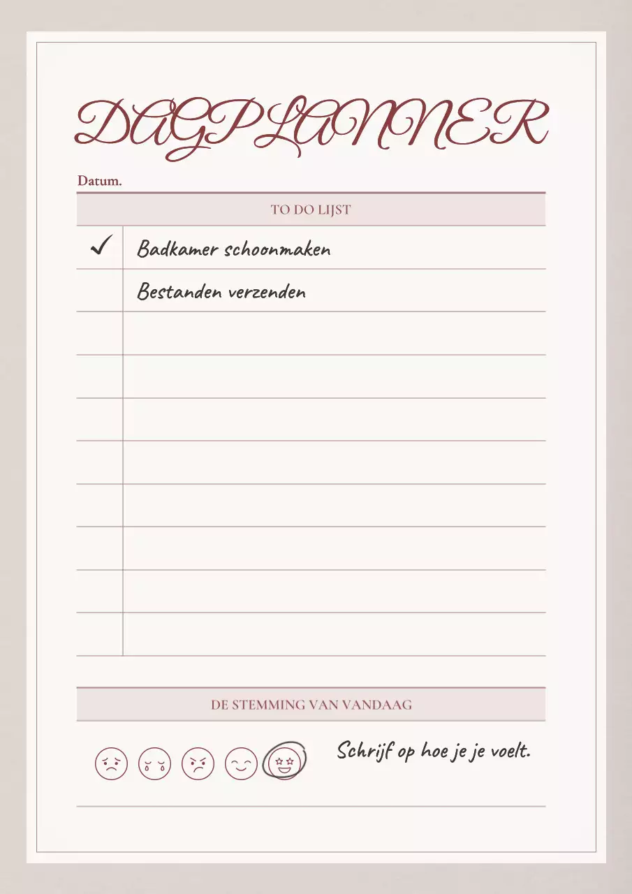 Beige moderne dagelijkse planner