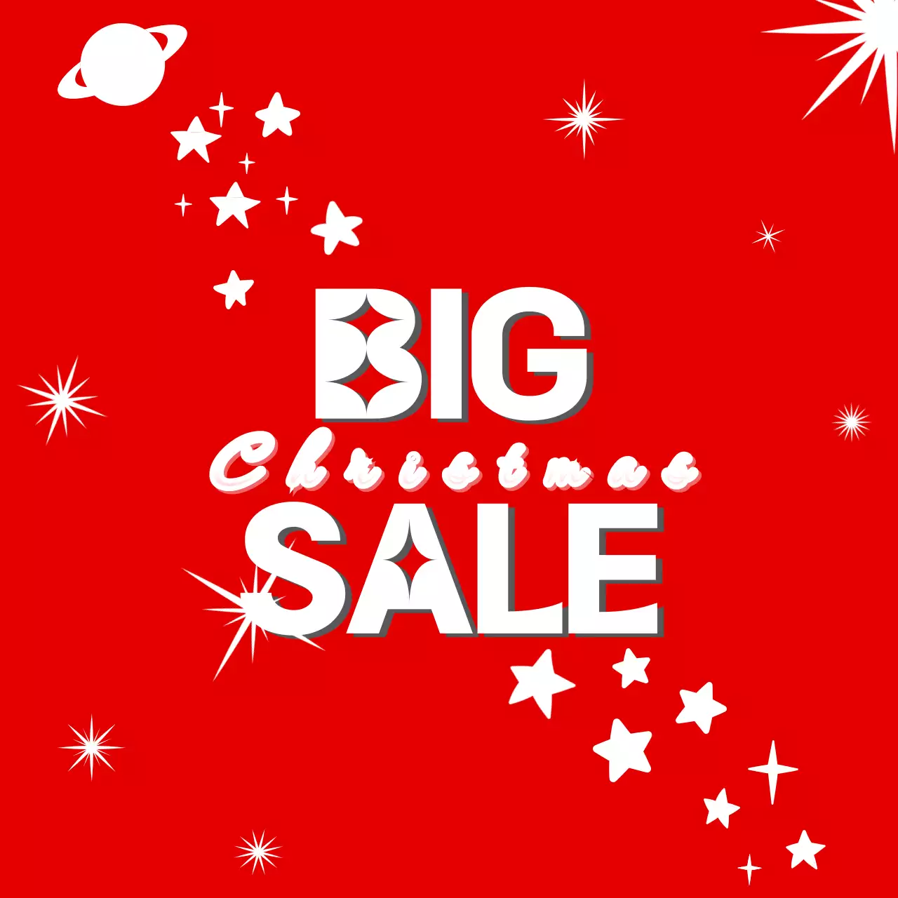 빨간 크리스마스 밤하늘 별빛 배경의 세일 이벤트 홍보물