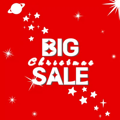 빨간 크리스마스 밤하늘 별빛 배경의 세일 이벤트 홍보물