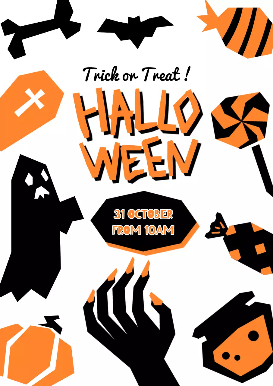 할로윈데이 컨셉의 듀오톤 단순한 일러스트 포스터